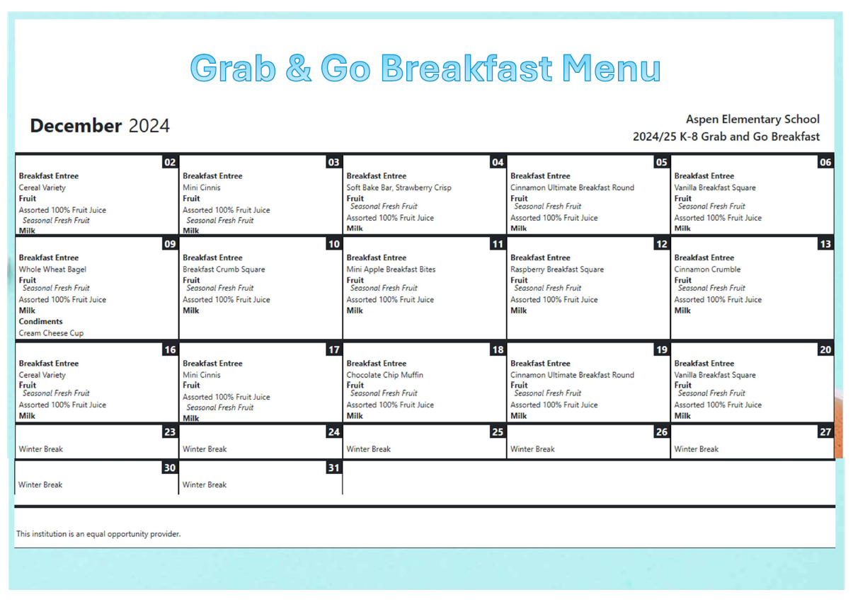 October Breakfast Menu